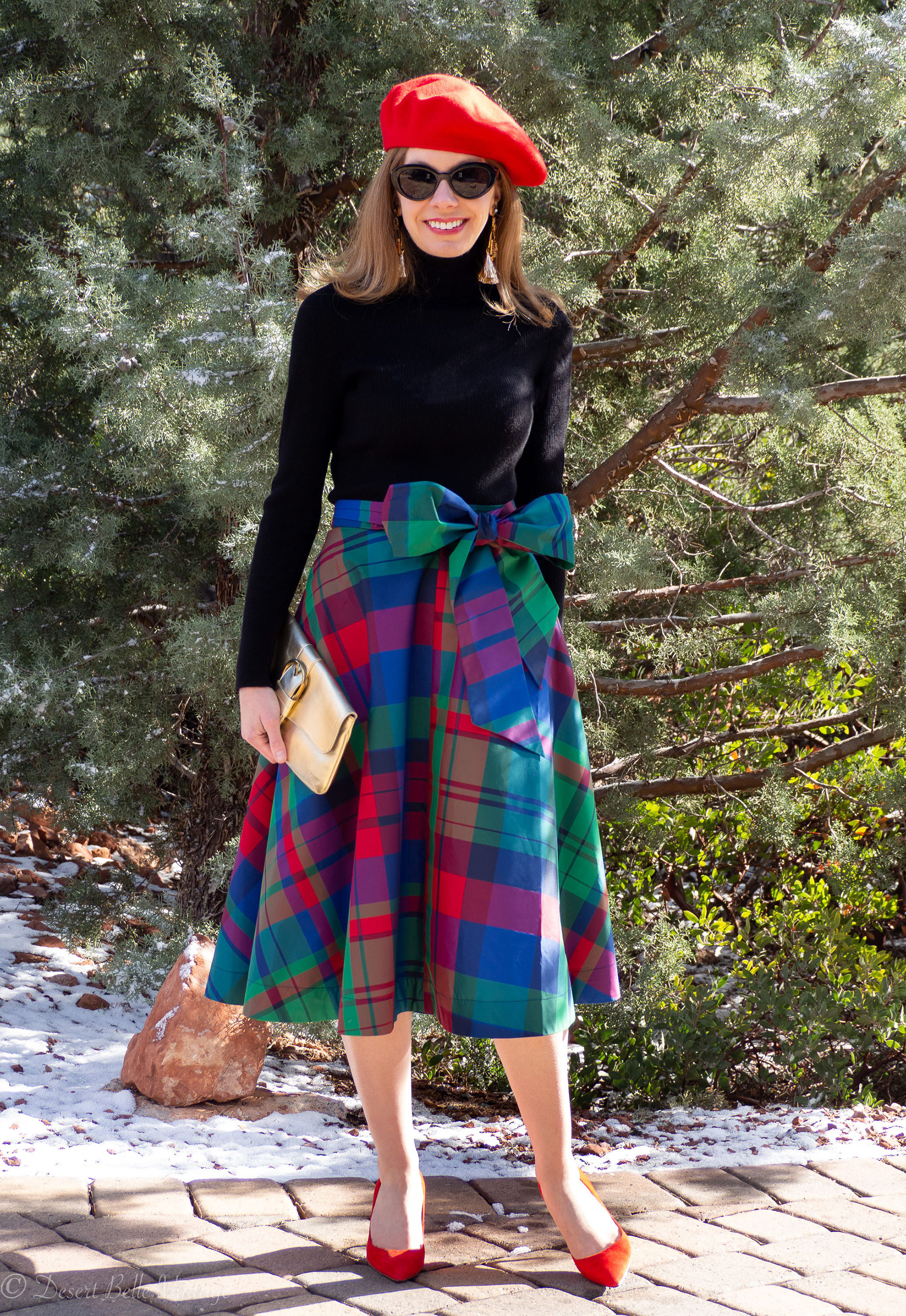 Holiday Fashion Wearing Presents Plaid with Panache Desert Belle Vintage